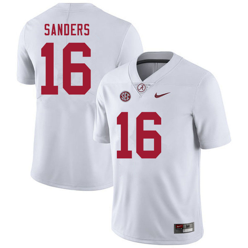 Men #16 Drew Sanders Alabama White Tide College Football Jerseys Sale-White